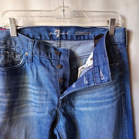 7 For All Mankind STANDARD Distressed Blue Jean Size 31 - Picture 3 of 7